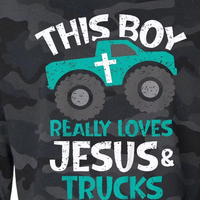 I Love Jesus And Trucks Cropped Pullover Crew