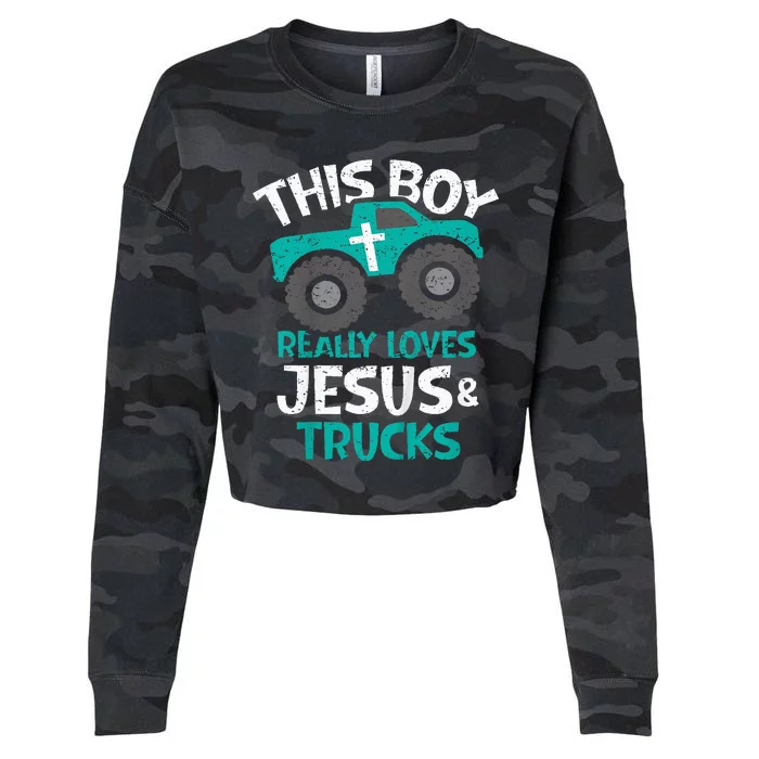 I Love Jesus And Trucks Cropped Pullover Crew