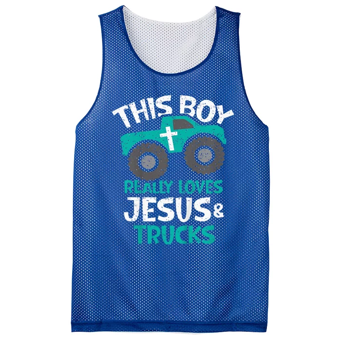 I Love Jesus And Trucks Mesh Reversible Basketball Jersey Tank