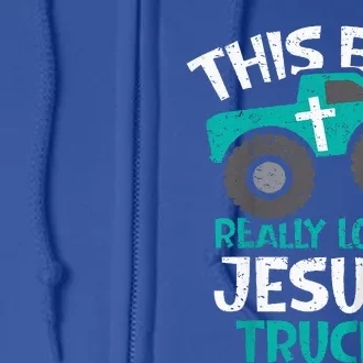 I Love Jesus And Trucks Full Zip Hoodie