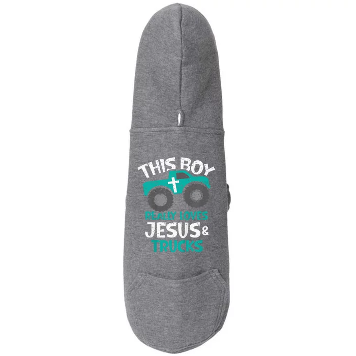 I Love Jesus And Trucks Doggie 3-End Fleece Hoodie