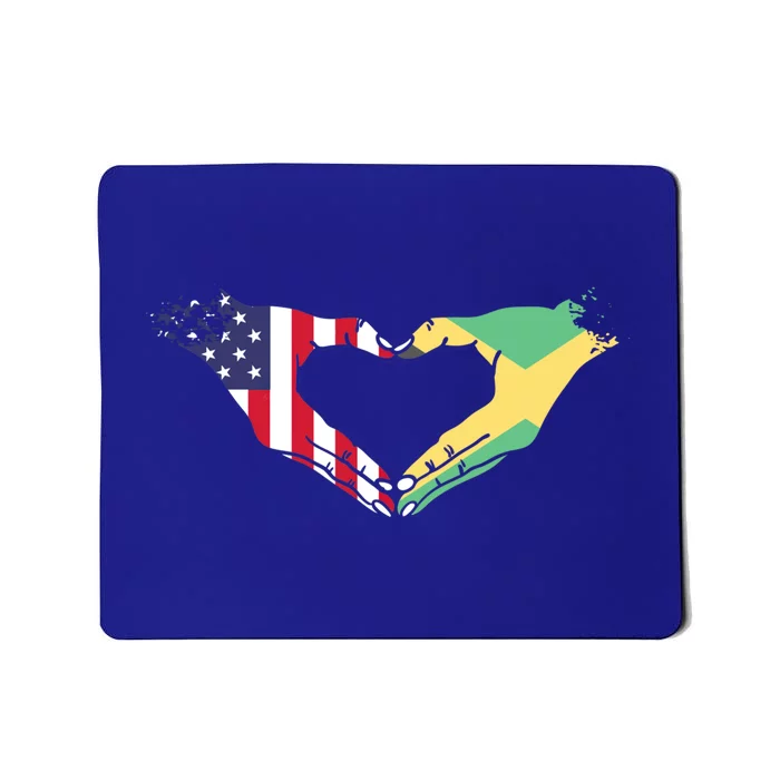 I Love Jamaica And Usa Flag Gift Mousepad