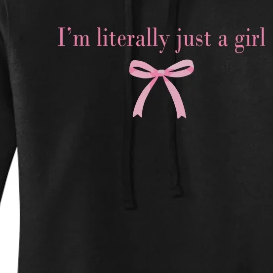 Im Literally Just A Girl Sad Hamster Meme With Ribbon Women's Pullover Hoodie