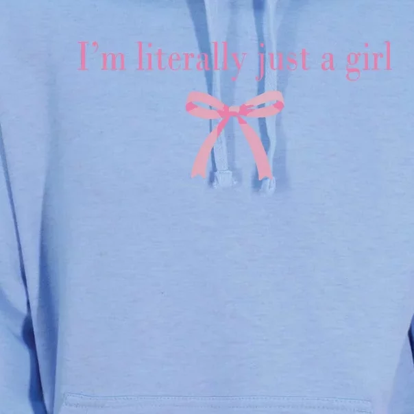 Im Literally Just A Girl Sad Hamster Meme With Ribbon Unisex Surf Hoodie