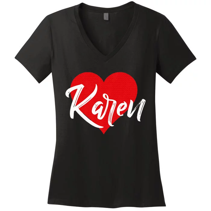 I Love Karen First Name Women's V-Neck T-Shirt