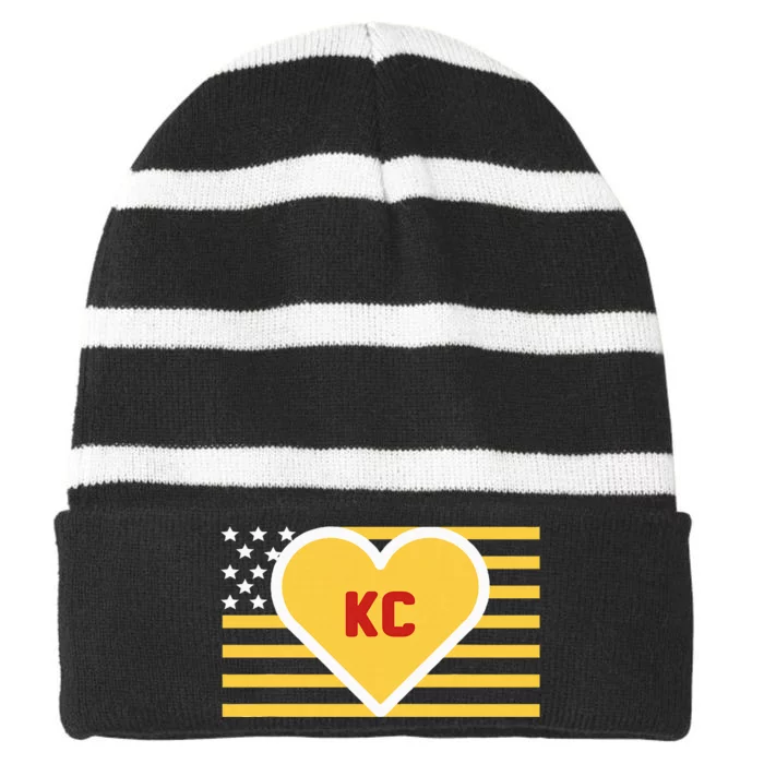 I Love Kansas City Kc Striped Beanie with Solid Band