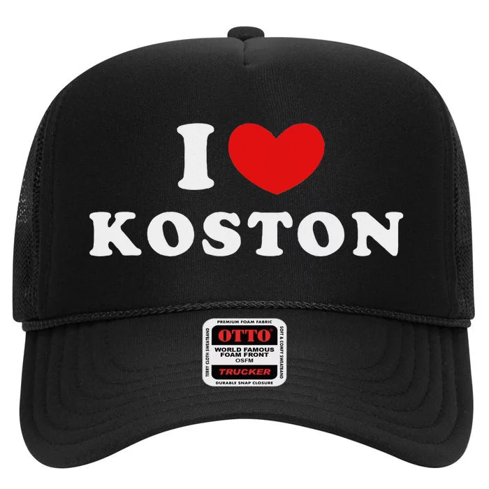 I Love Koston Personalized Name Design High Crown Mesh Trucker Hat