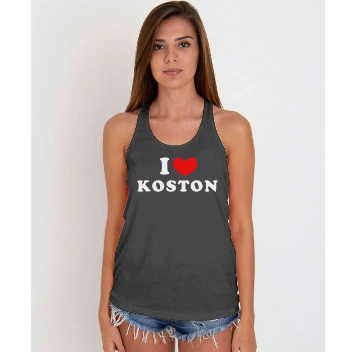 I Love Koston Personalized Name Design Women's Knotted Racerback Tank