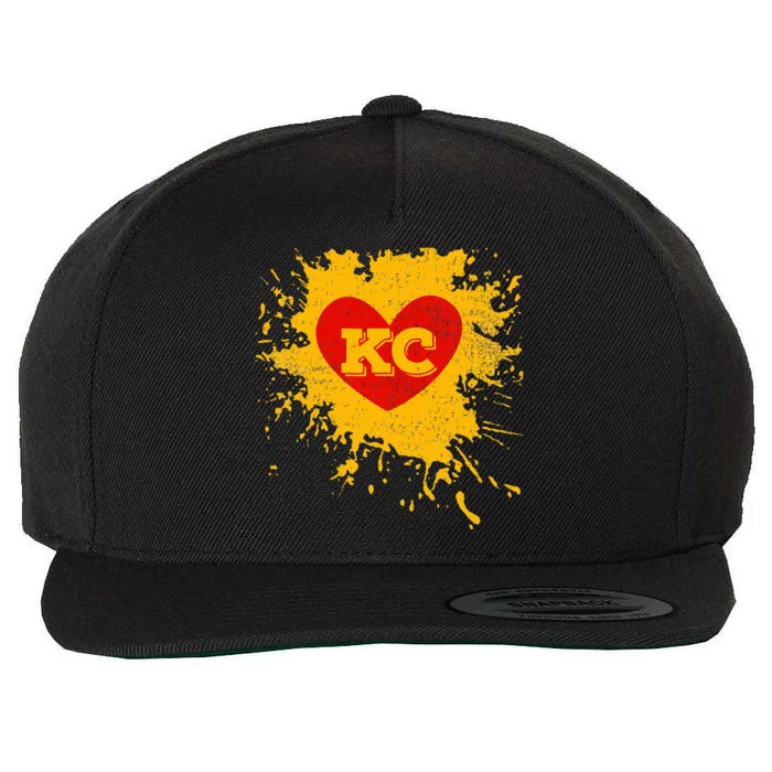 I Love Kc Heart Wool Snapback Cap