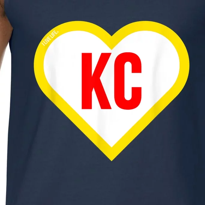 I Love Kansas City KC Football Heart KC Kansas City Comfort Colors® Tank Top