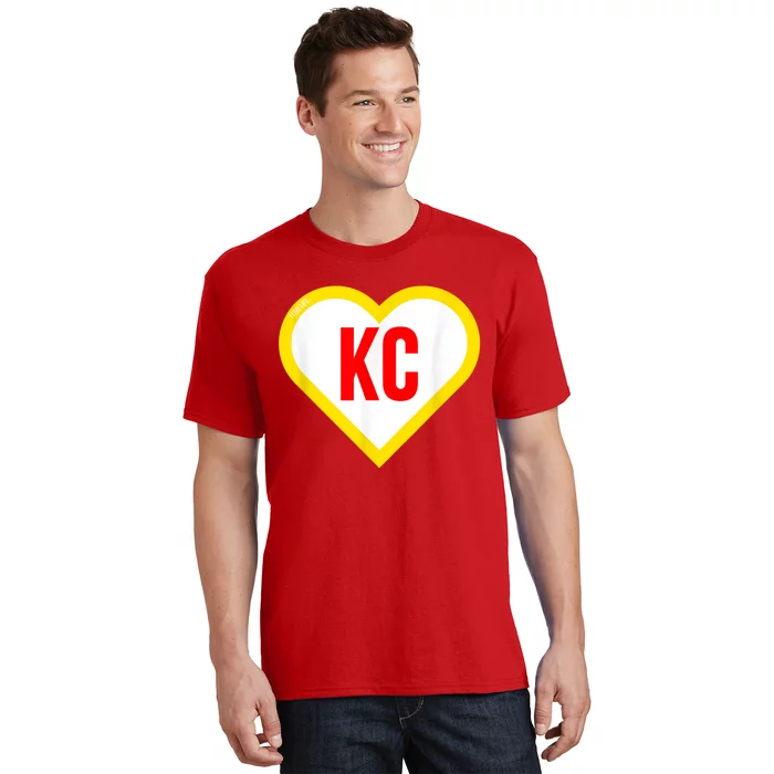 I Love Kansas City KC Football Heart KC Kansas City T-Shirt