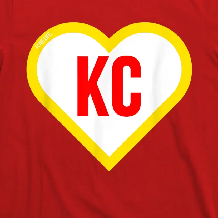 I Love Kansas City KC Football Heart KC Kansas City T-Shirt