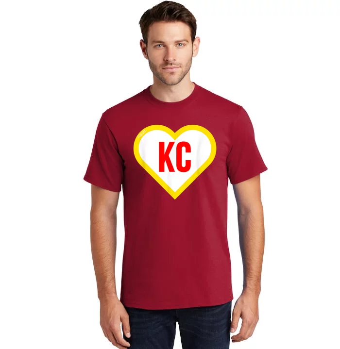 I Love Kansas City KC Football Heart KC Kansas City Tall T-Shirt