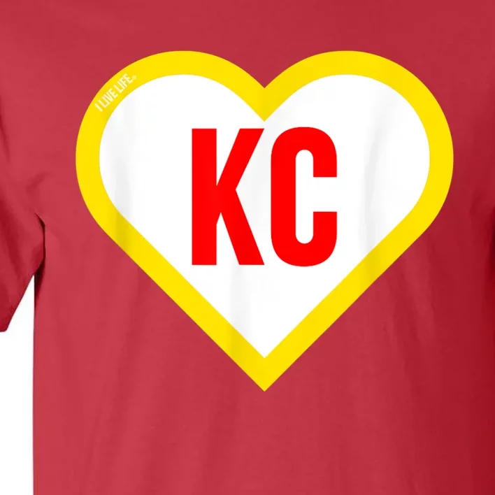 I Love Kansas City KC Football Heart KC Kansas City Tall T-Shirt