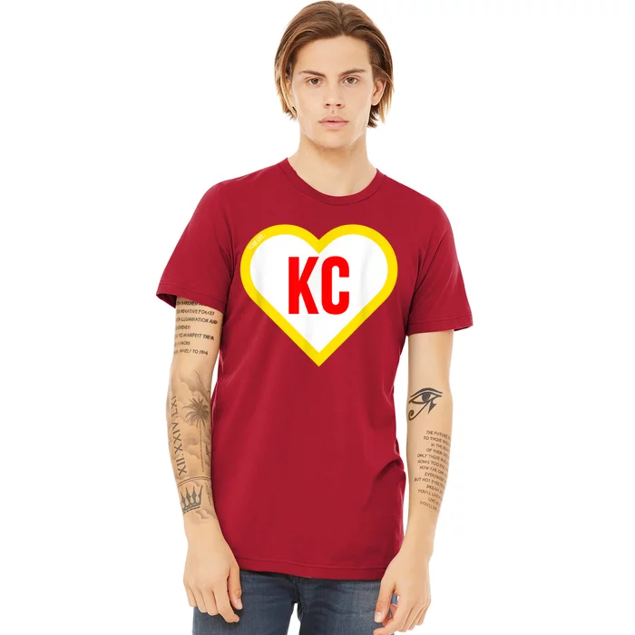 I Love Kansas City KC Football Heart KC Kansas City Premium T-Shirt