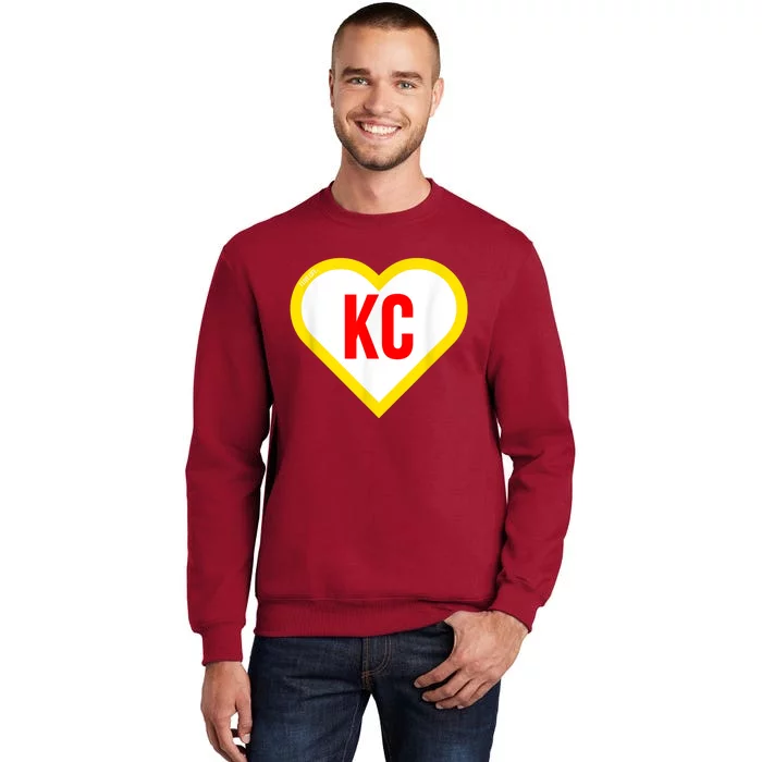 I Love Kansas City KC Football Heart KC Kansas City Tall Sweatshirt