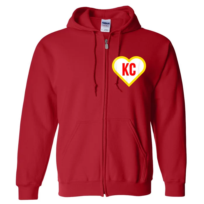 I Love Kansas City KC Football Heart KC Kansas City Full Zip Hoodie