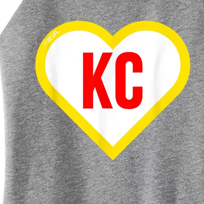 I Love Kansas City KC Football Heart KC Kansas City Women’s Perfect Tri Rocker Tank