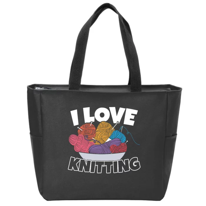 I Love Knitting Zip Tote Bag