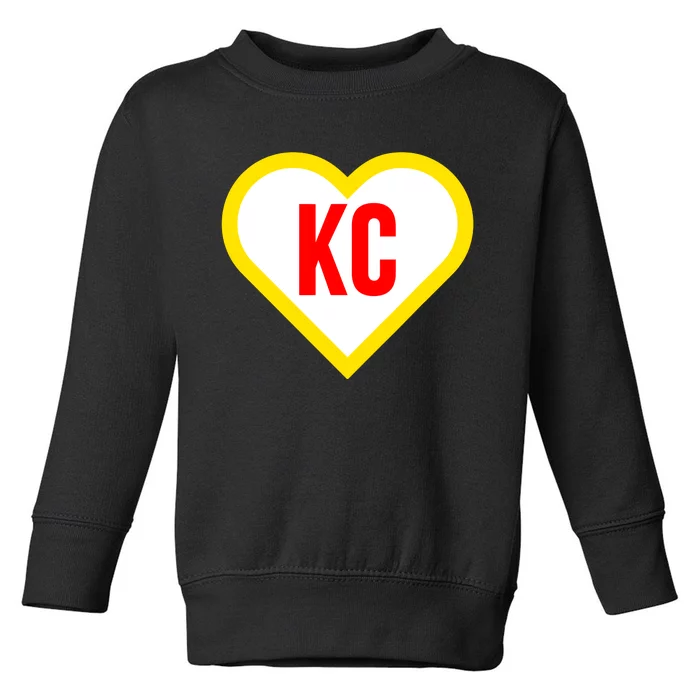 I Love Kansas City Kc Football Heart Toddler Sweatshirt