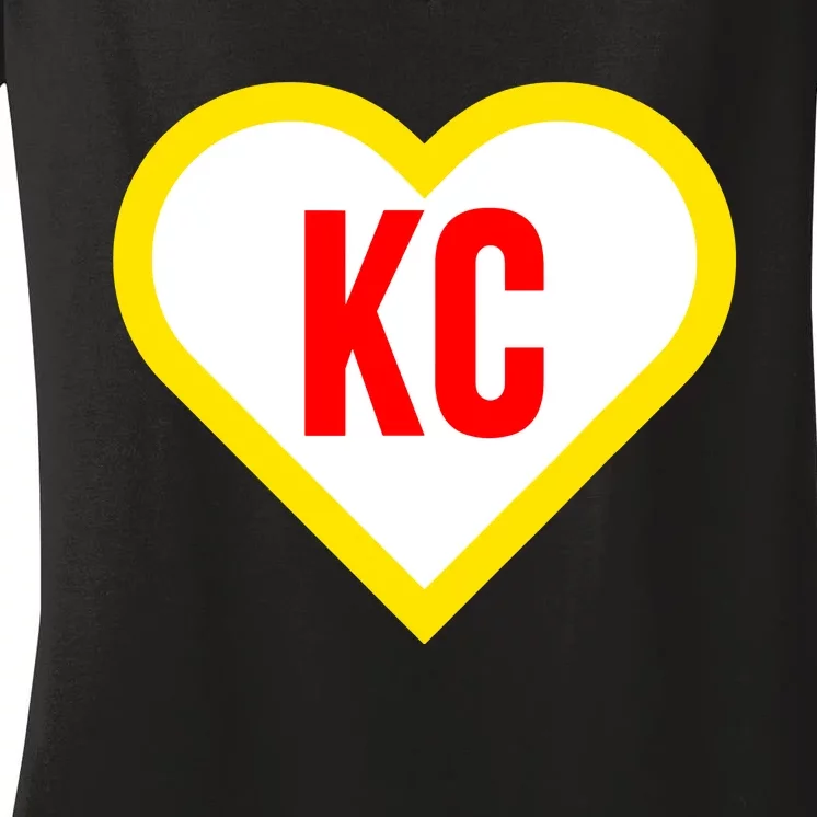 I Love Kansas City Kc Football Heart Women's V-Neck T-Shirt