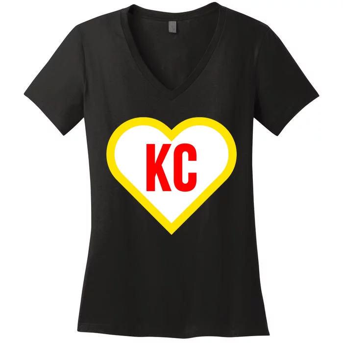 I Love Kansas City Kc Football Heart Women's V-Neck T-Shirt