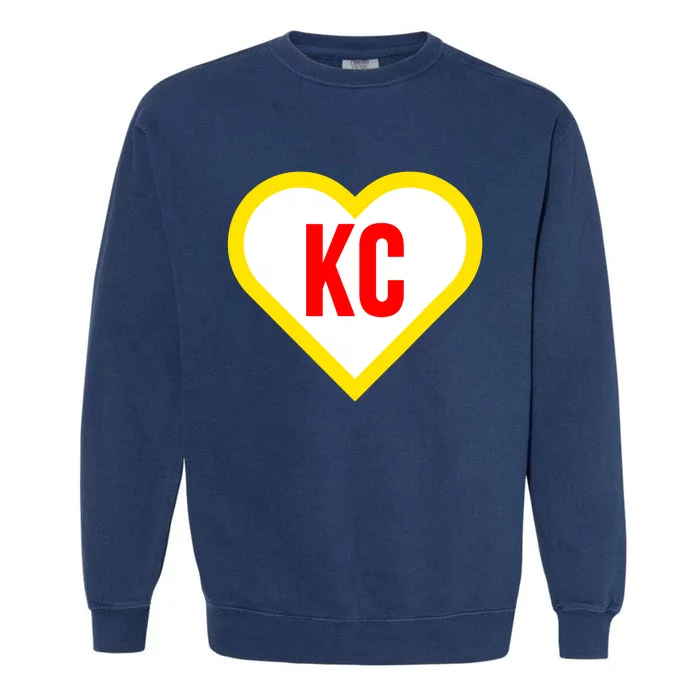 I Love Kansas City Kc Football Heart Garment-Dyed Sweatshirt