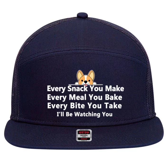 I'll Be Watching You Cute Dog Meme 7 Panel Mesh Trucker Snapback Hat