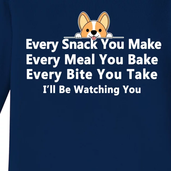 I'll Be Watching You Cute Dog Meme Baby Long Sleeve Bodysuit