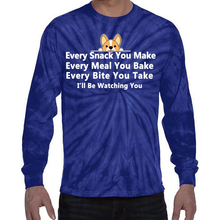 I'll Be Watching You Cute Dog Meme Tie-Dye Long Sleeve Shirt