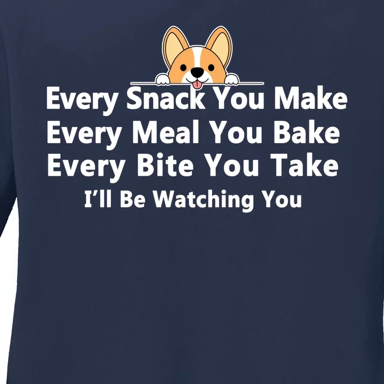 I'll Be Watching You Cute Dog Meme Ladies Long Sleeve Shirt