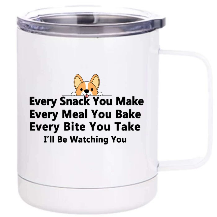 I'll Be Watching You Cute Dog Meme Front & Back 12oz Stainless Steel Tumbler Cup