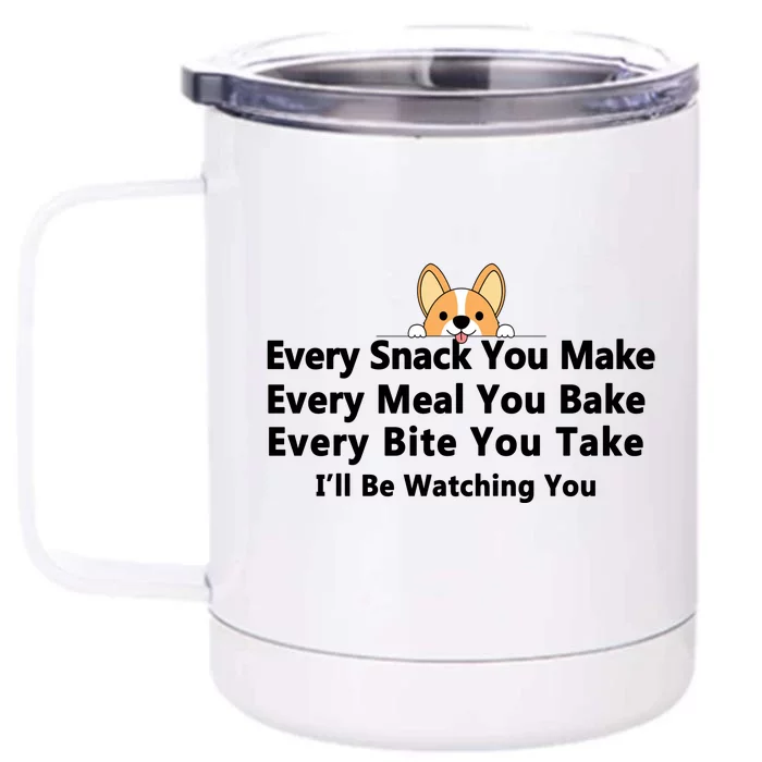 I'll Be Watching You Cute Dog Meme Front & Back 12oz Stainless Steel Tumbler Cup