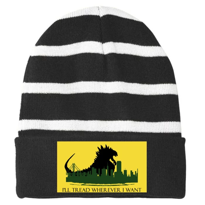 I'll Tread Wherever I Want Striped Beanie with Solid Band