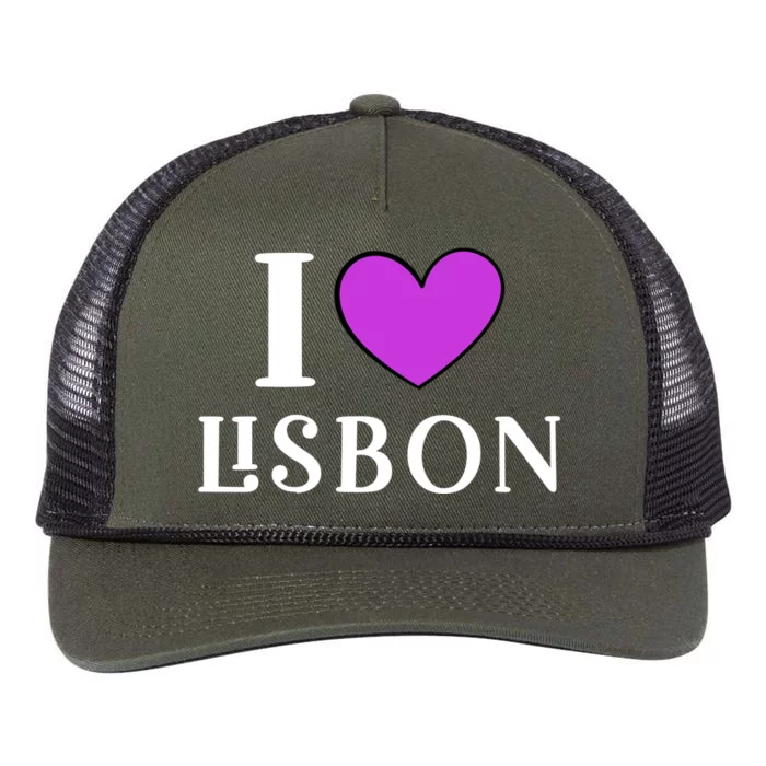 I Love Lisbon Portugal Proud Portugal Citizen Vacation Gift Retro Rope Trucker Hat Cap