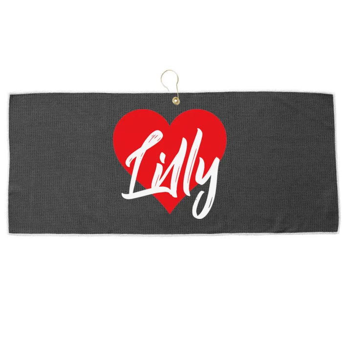 I Love Lilly First Name I Heart Named Large Microfiber Waffle Golf Towel