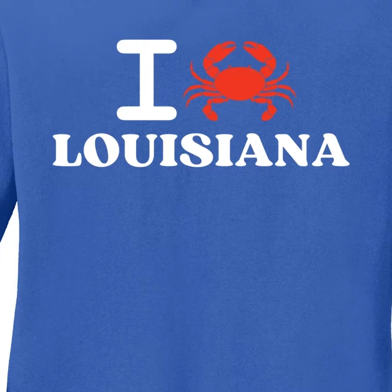 I Love Louisiana Crab Shellfish National Seafood Month Gift Ladies Long Sleeve Shirt