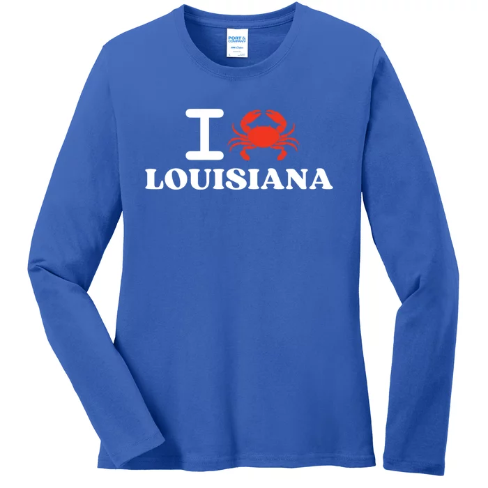 I Love Louisiana Crab Shellfish National Seafood Month Gift Ladies Long Sleeve Shirt