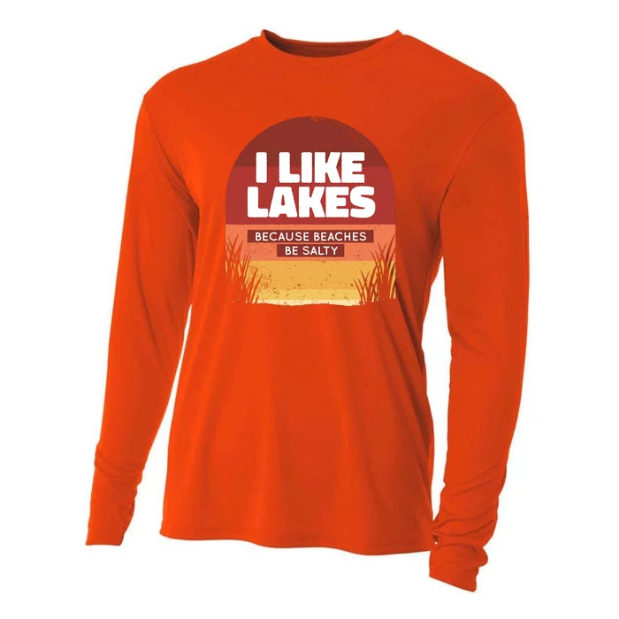 I Like Lakes Because Beaches Be Salty Cooling Performance Long Sleeve Crew