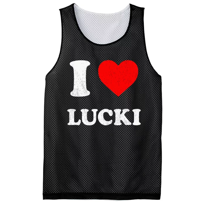 I Love Lucki funny sayings Mesh Reversible Basketball Jersey Tank