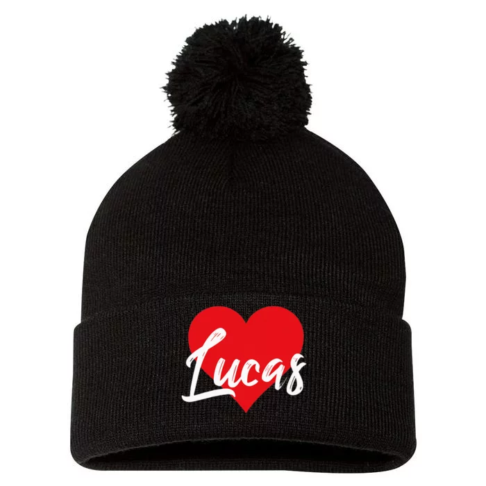 I Love Lucas First Name Pom Pom 12in Knit Beanie