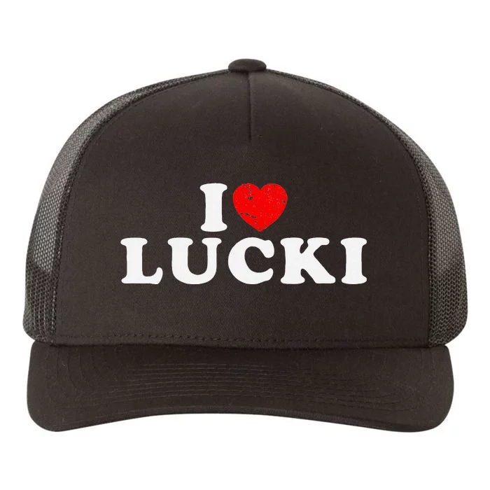 I Love Lucki I Heart Lucki Red Heart Yupoong Adult 5-Panel Trucker Hat