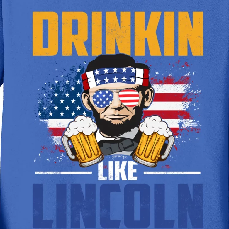 Ing Like Lincoln 4th Of July Abraham Merica Flag Cute Gift Kids Long Sleeve Shirt