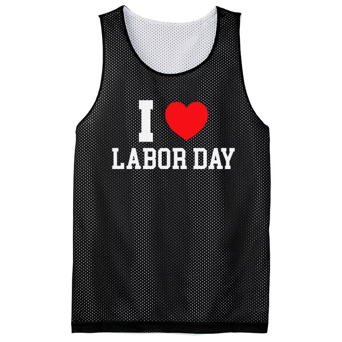 I Love Labor Day Celebration Mesh Reversible Basketball Jersey Tank