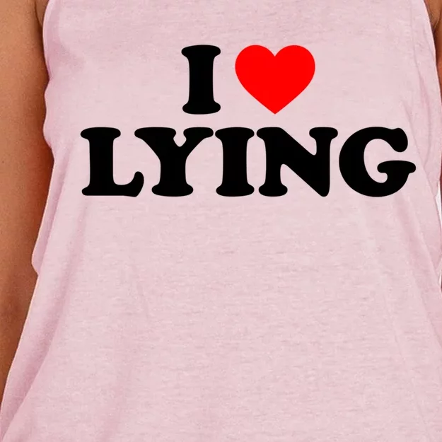 I Love Lying Gift I Heart Lying Funny Gift Women's Knotted Racerback Tank