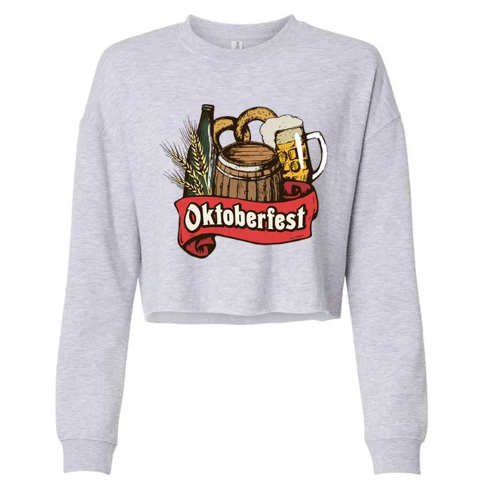 Illustration Oktoberfest Cropped Pullover Crew