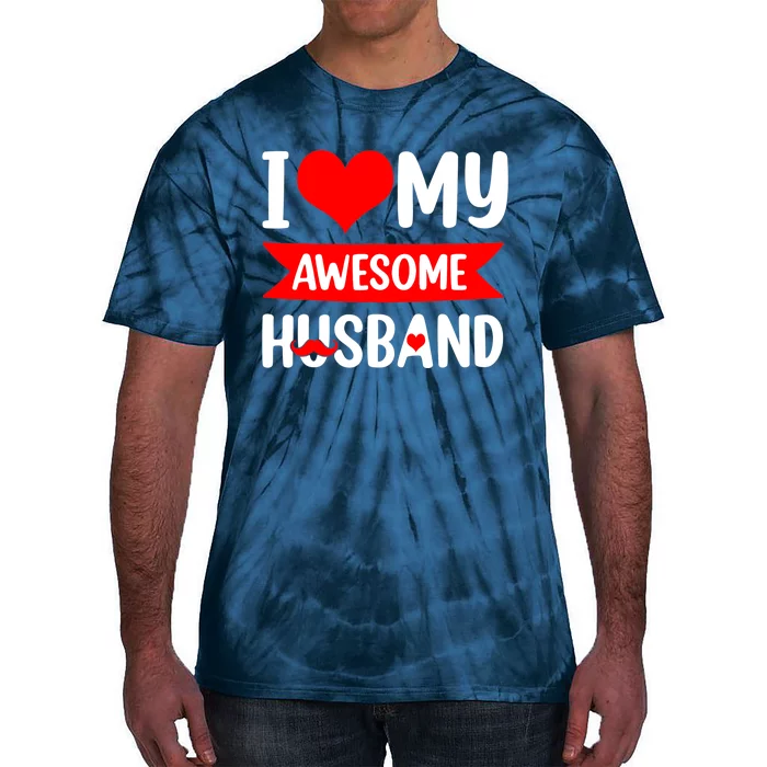 I Love My Husband Red Heart Valentines Day Matching Couple Tie-Dye T-Shirt