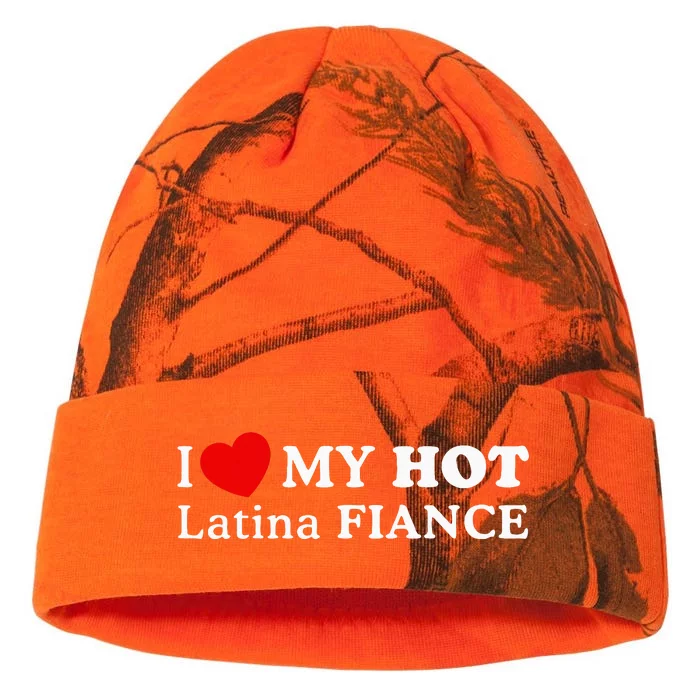 I Love My Hot Latina Fiancé I Heart My Hot Latina Fiancé Kati - 12in Camo Beanie