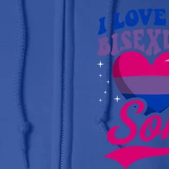 I Love My Bisexual Son Bisexual Pride Flag Rainbow Mom Dad Cute Gift Full Zip Hoodie