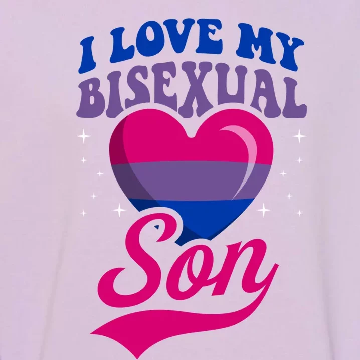 I Love My Bisexual Son Bisexual Pride Flag Rainbow Mom Dad Cute Gift Garment-Dyed Sweatshirt